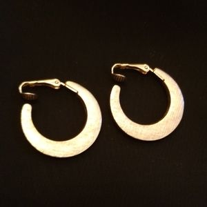Brushed gold plated clip on earrings